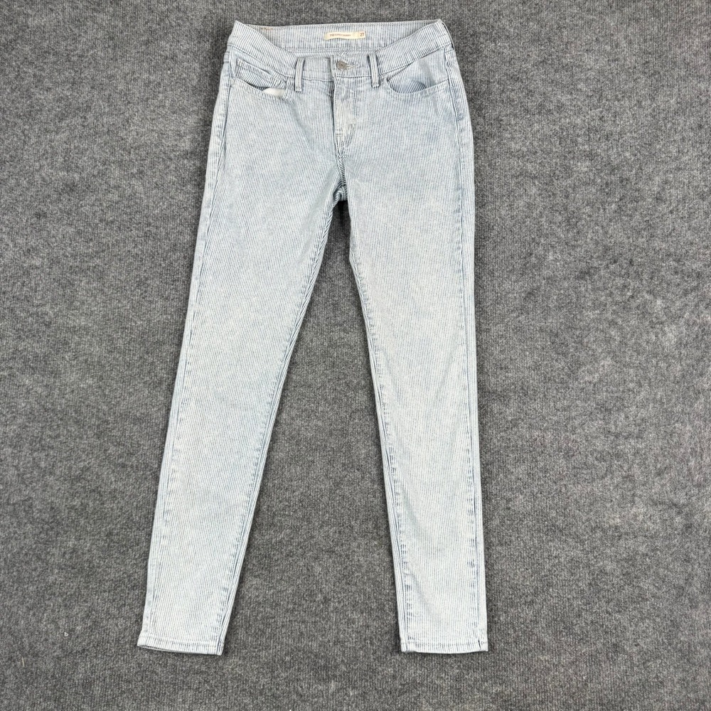 Levi's Jeans Womens Size 27 Blue Railroad Stripe 710 Super Skinny Stretch Denim